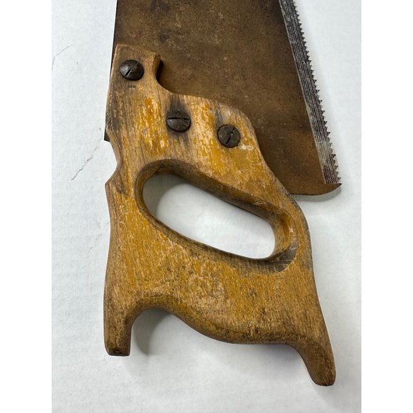 VTG Warranted Superior wooden handled rust patina hand saw crafting artwork - Picture 6 of 8